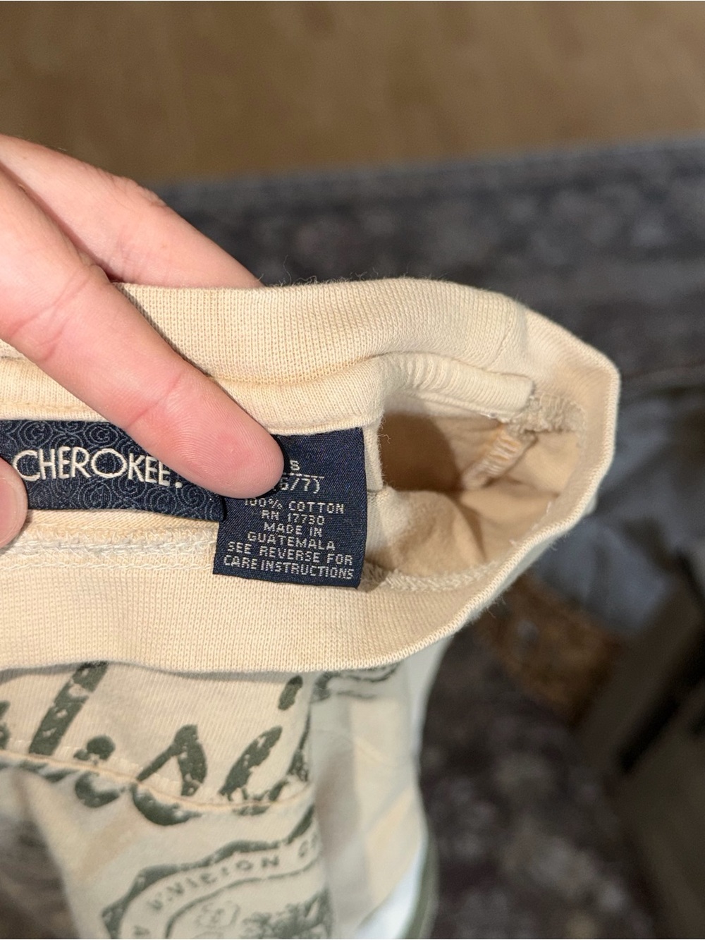 Cherokee Cream Long-Sleeve Graphic Tee with Green Accents - Picture 4 of 4